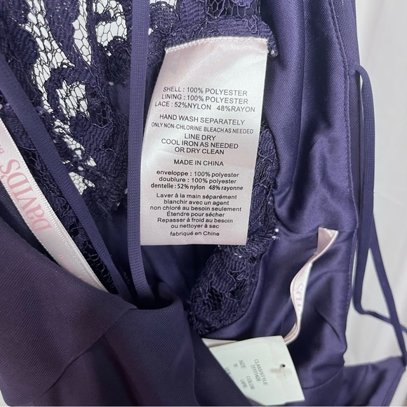 David’s Bridal NWT Double Strap Lace Inset Mesh Bridesmaids Dress Size 10 Lapis - Picture 8 of 11